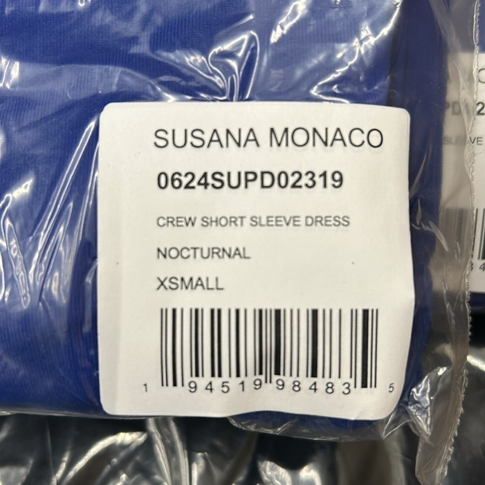 Susana Monaco NWT Crew Short Sleeve Dress in Nocturnal Blue (0162) - Picture 6 of 9